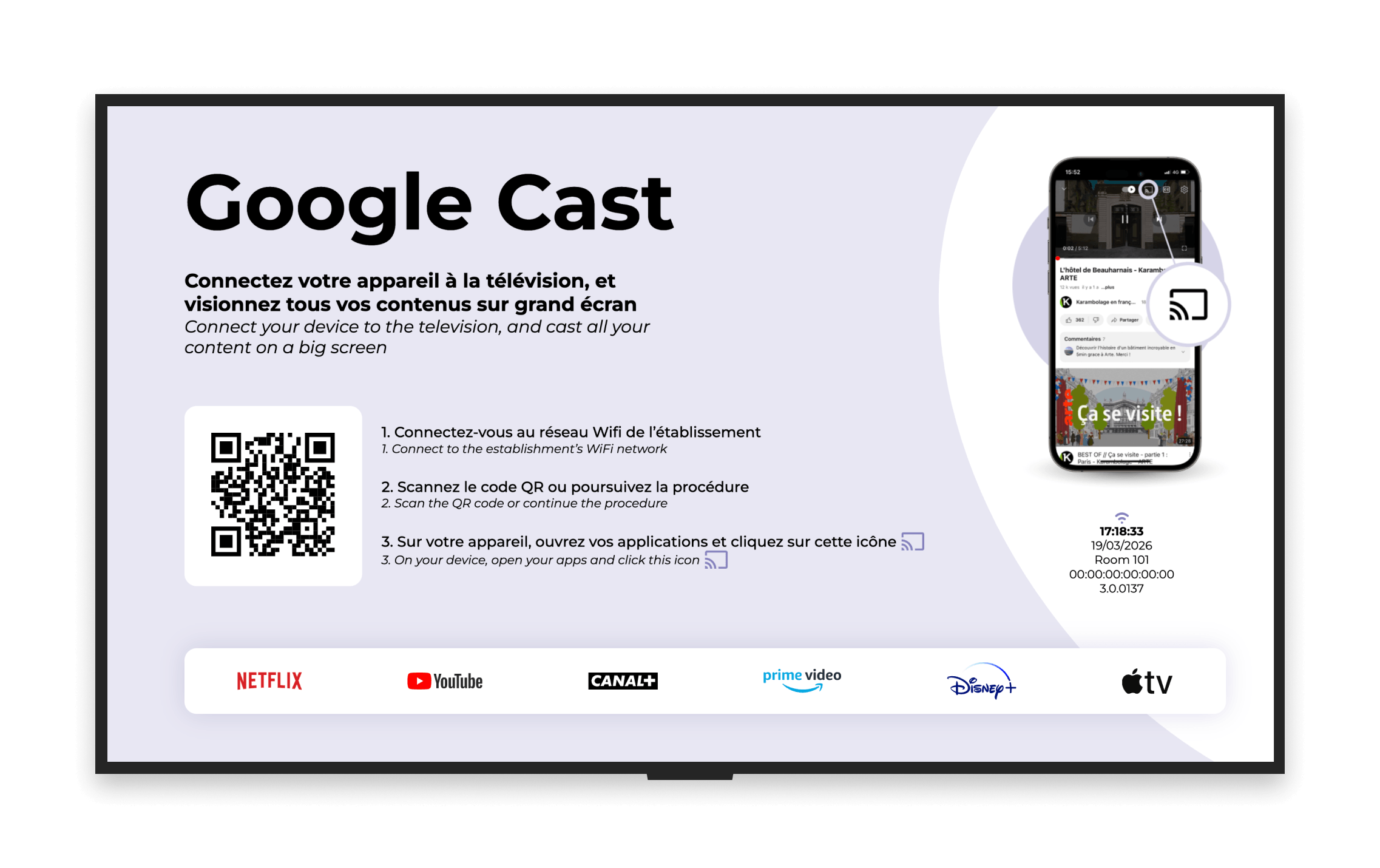 Interface Chromecast dongle dans TV
